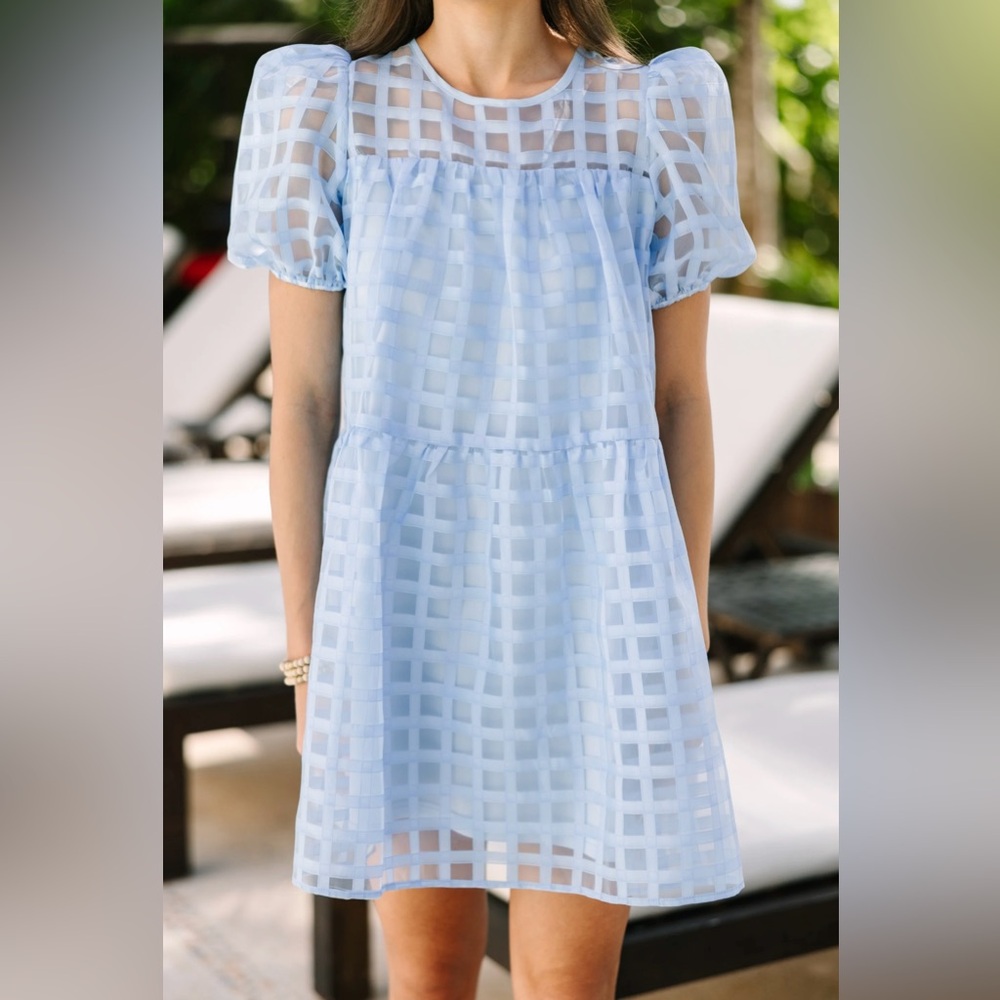 Light Blue Babydoll Mini Dress